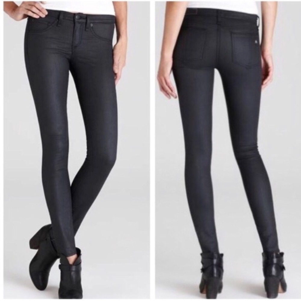 Rag & Bone Coated Black Shoreditch Skinny Jeans